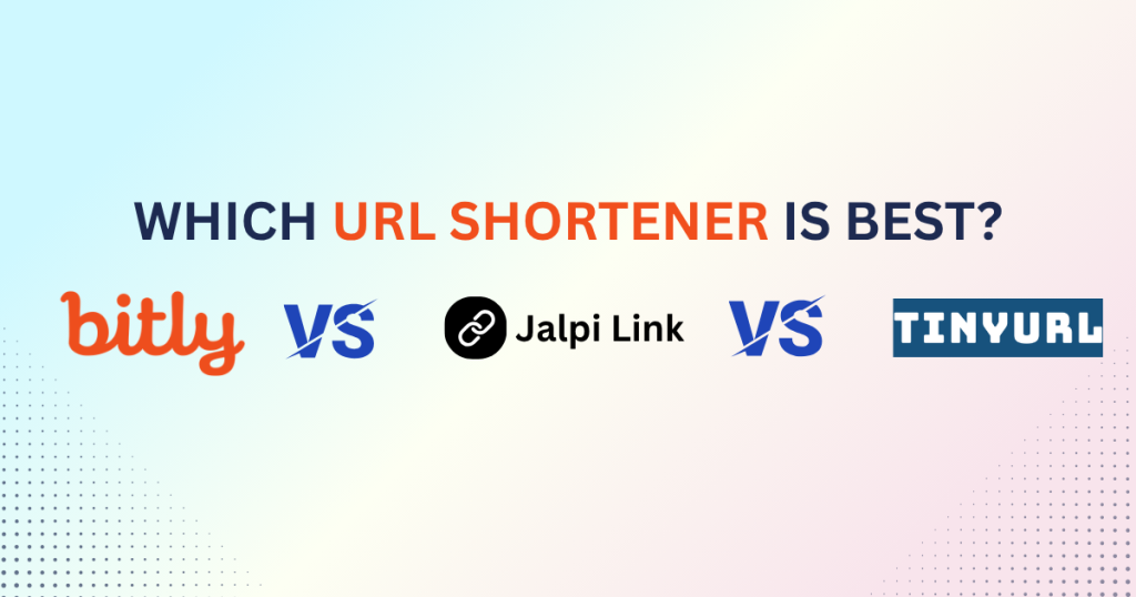 Comparison blog cover image of Bitly, Jalpi Link, and TinyURL with the heading “Which URL Shortener Is Best?”